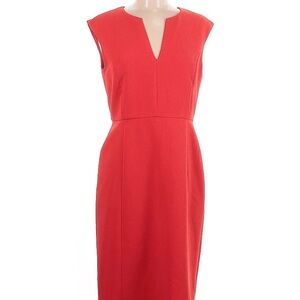 ann taylor bright orange sleeveless notch neck midi dress - beautiful fabric